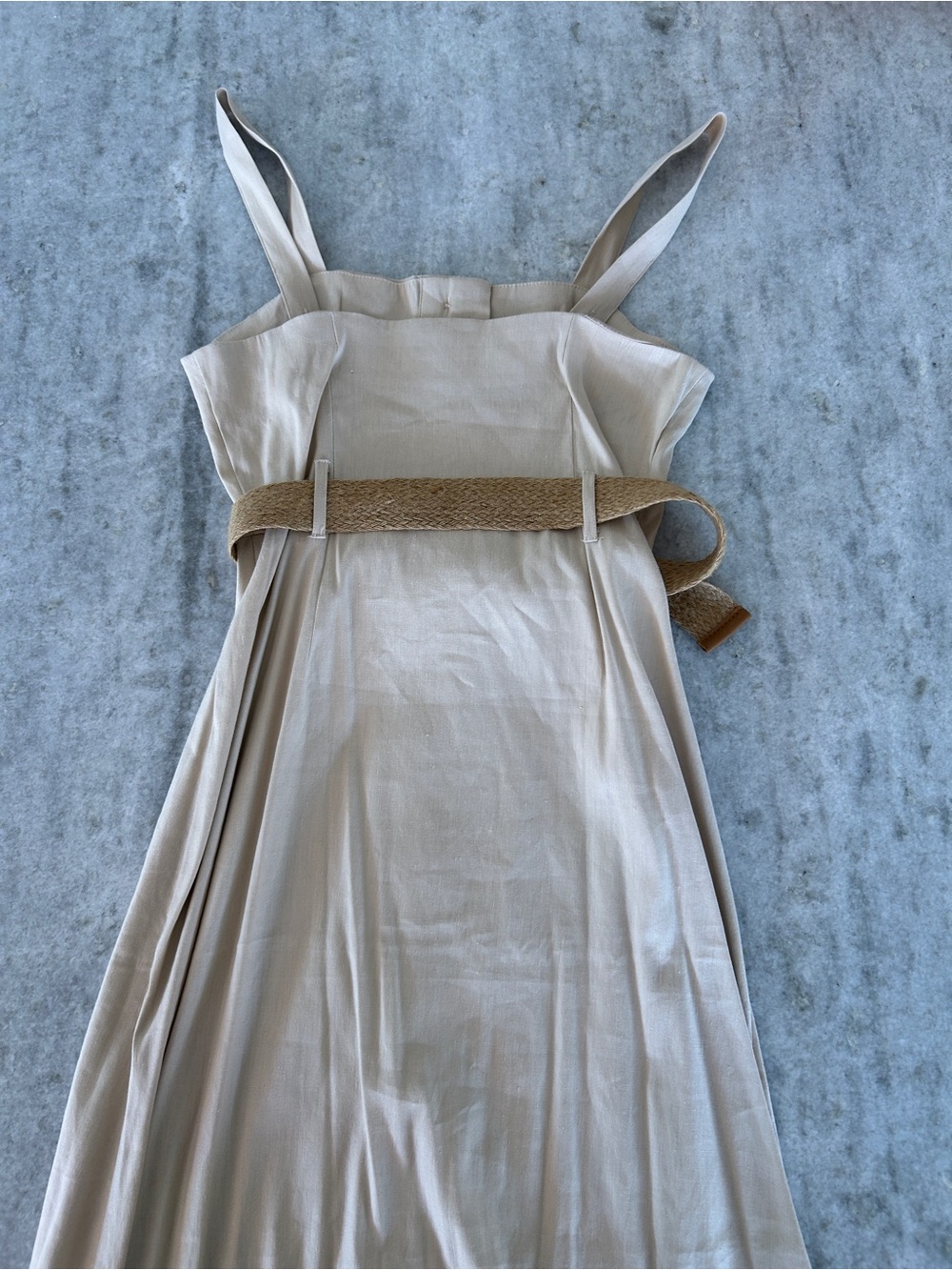Forever 21 Contemporary Beige/Tan Button-Front Sundress with Woven Belt Size S - Picture 8 of 9
